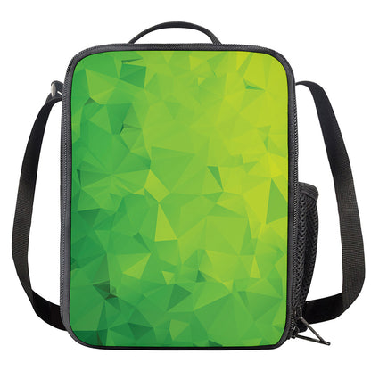 Lime Green Polygonal Geometric Print Crossbody Lunch Bag