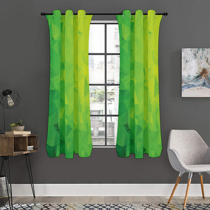 Lime Green Polygonal Geometric Print Curtain