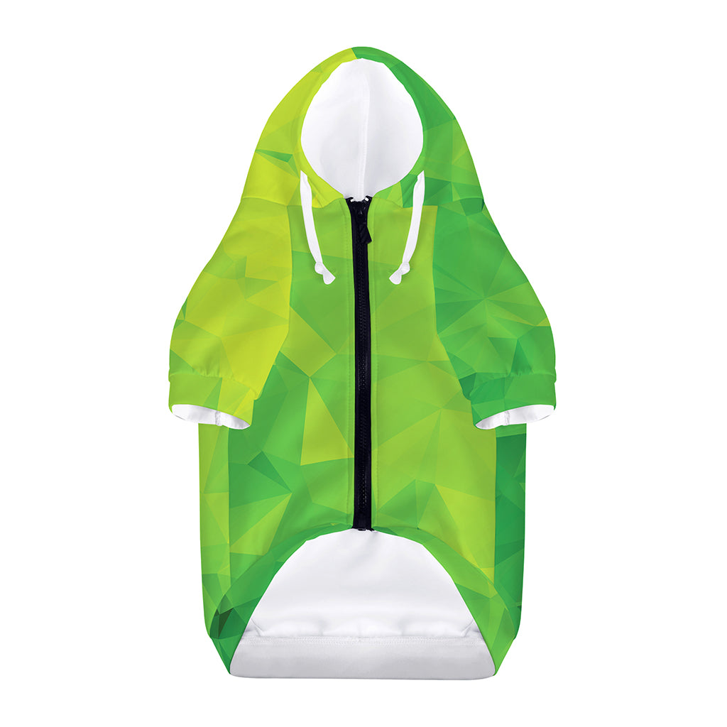 Lime Green Polygonal Geometric Print Dog Zip Up Hoodie