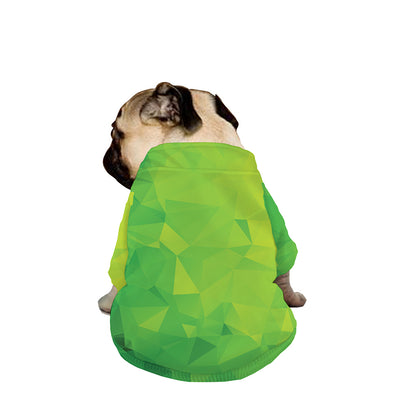 Lime Green Polygonal Geometric Print Dog Zip Up Jacket