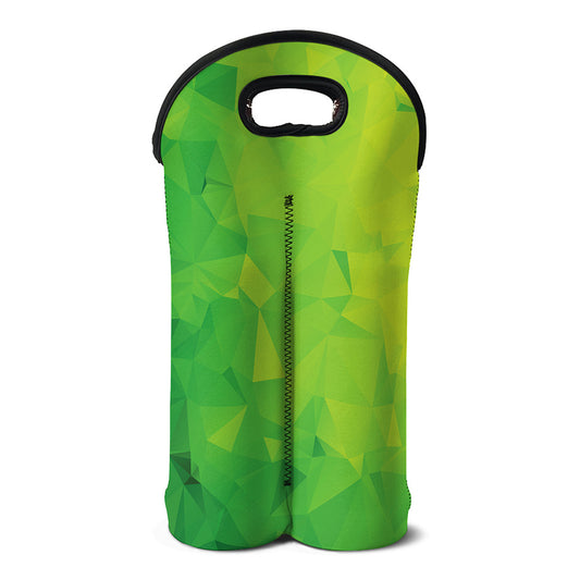 Lime Green Polygonal Geometric Print Double Neoprene Wine Tote