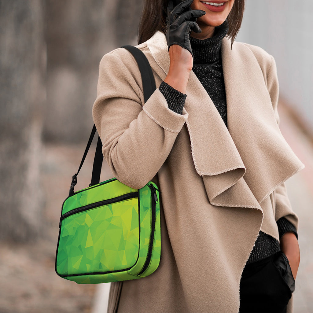 Lime Green Polygonal Geometric Print Double Strap Bible Bag