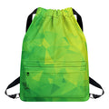 Lime Green Polygonal Geometric Print Drawstring Backpack