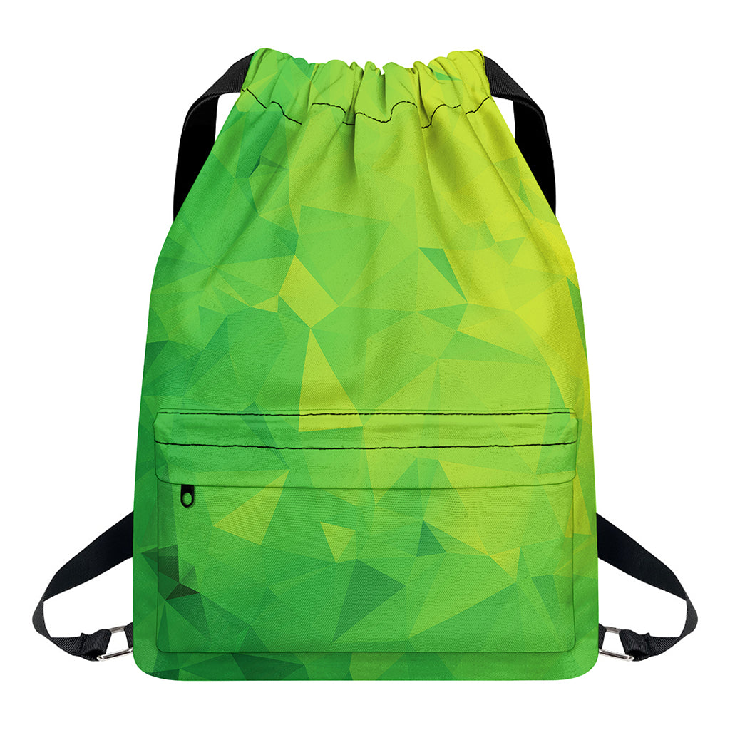 Lime Green Polygonal Geometric Print Drawstring Backpack
