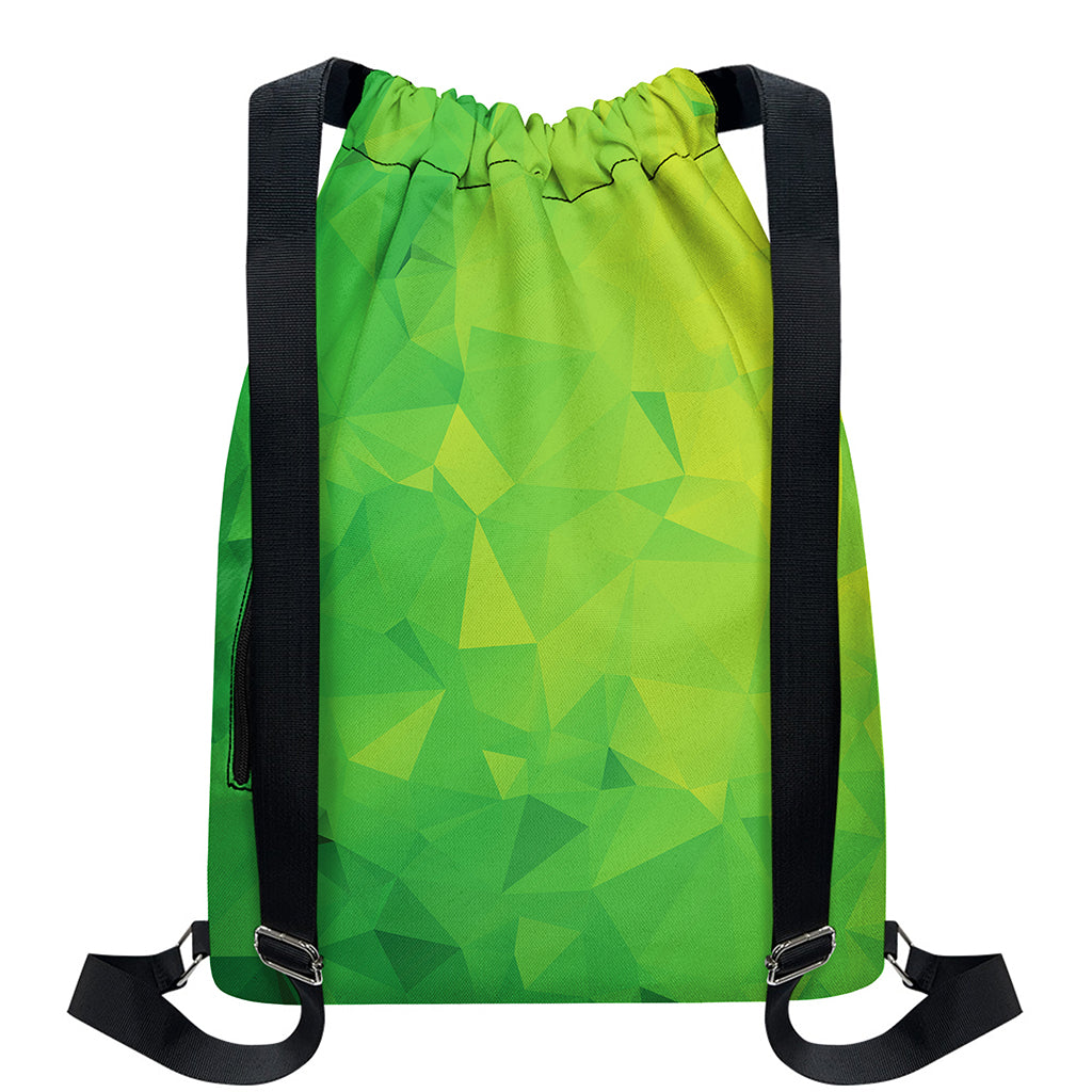Lime Green Polygonal Geometric Print Drawstring Backpack