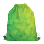Lime Green Polygonal Geometric Print Drawstring Bag