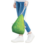 Lime Green Polygonal Geometric Print Drawstring Bag