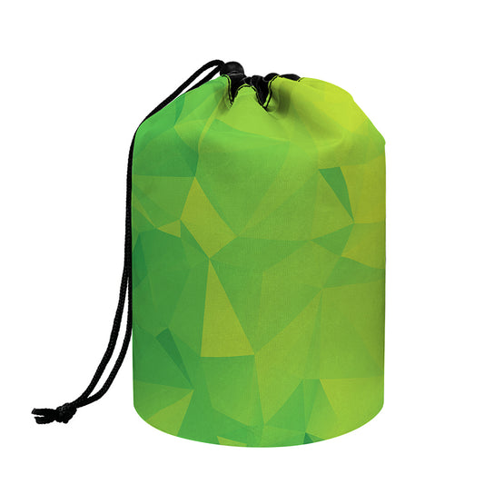 Lime Green Polygonal Geometric Print Drawstring Makeup Bag