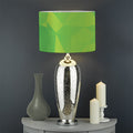 Lime Green Polygonal Geometric Print Drum Lamp Shade