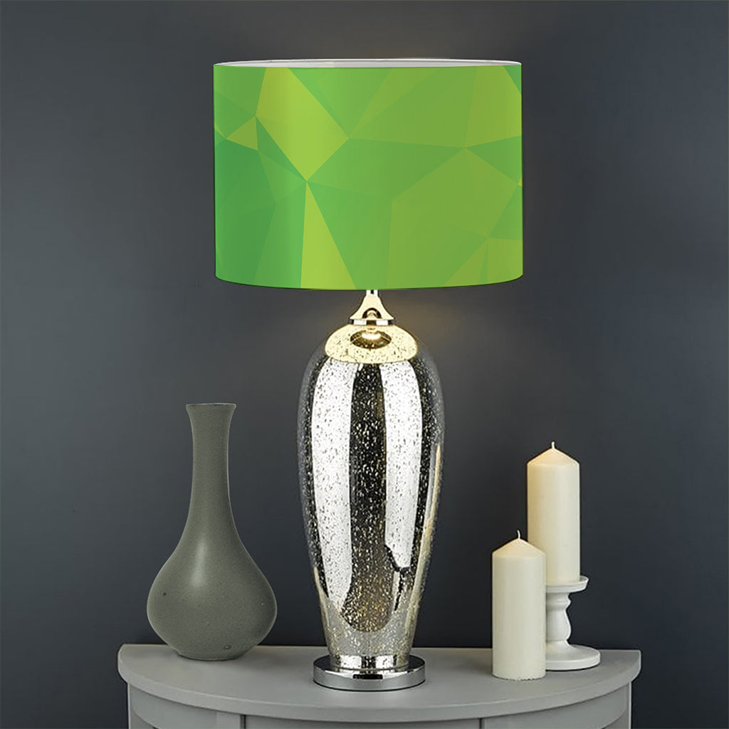 Lime Green Polygonal Geometric Print Drum Lamp Shade