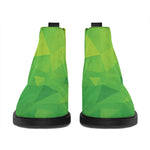 Lime Green Polygonal Geometric Print Flat Ankle Boots