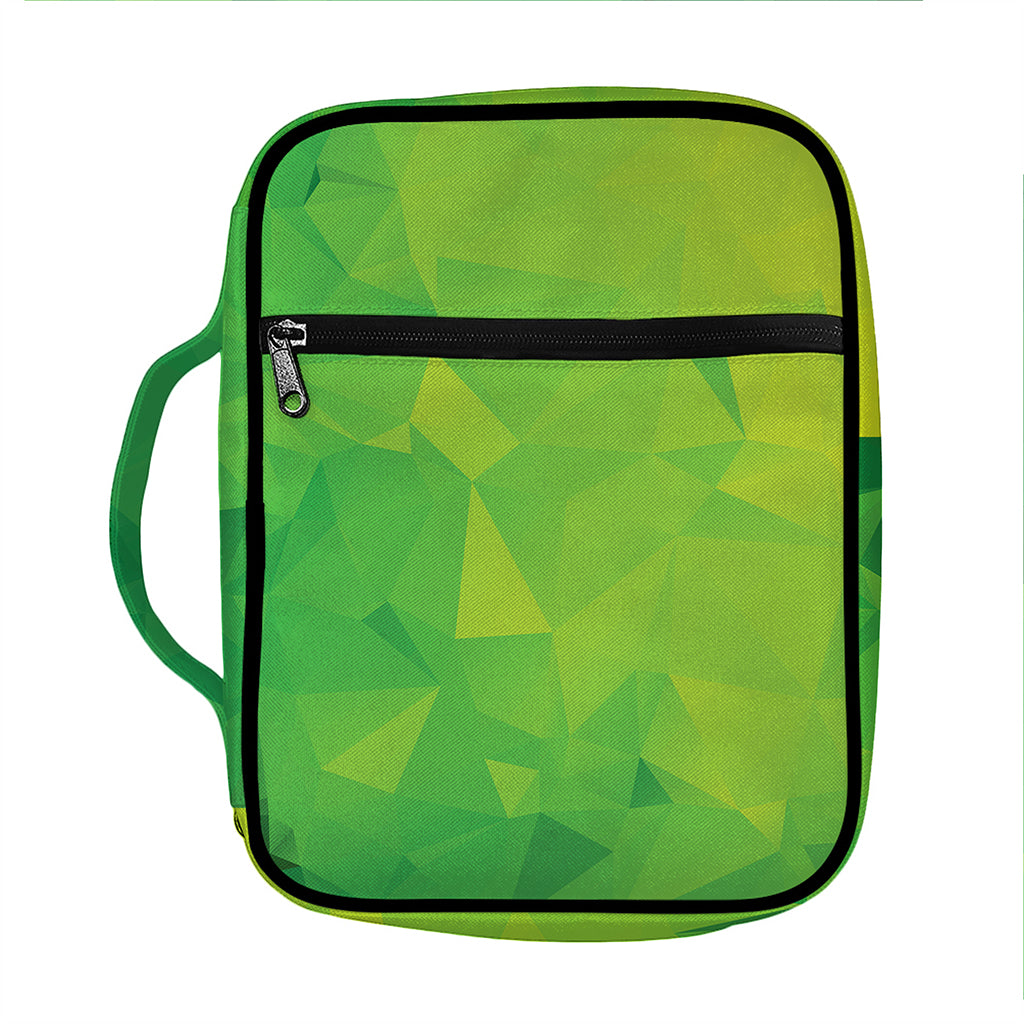 Lime Green Polygonal Geometric Print Front Pocket Bible Bag