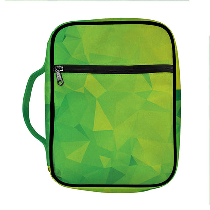 Lime Green Polygonal Geometric Print Front Pocket Bible Bag
