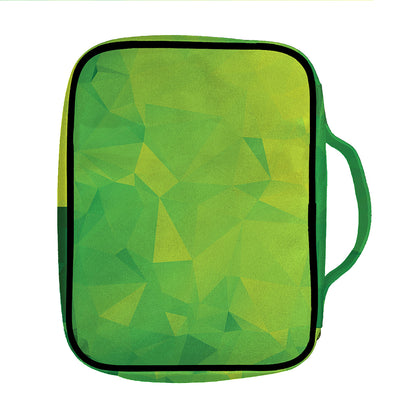 Lime Green Polygonal Geometric Print Front Pocket Bible Bag