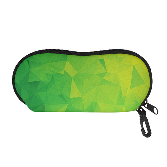 Lime Green Polygonal Geometric Print Glasses Case