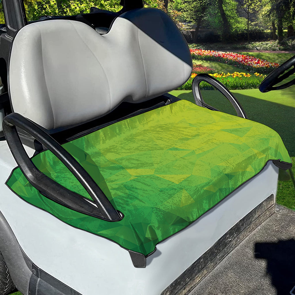 Lime Green Polygonal Geometric Print Golf Cart Seat Cover