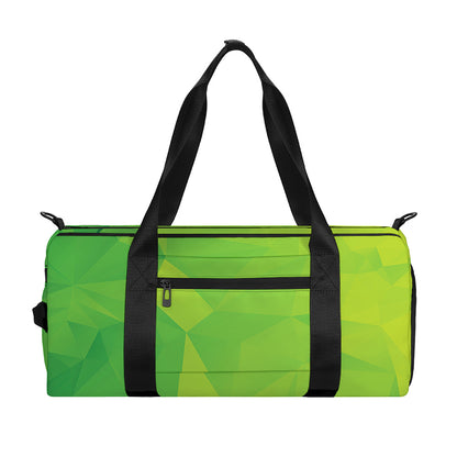 Lime Green Polygonal Geometric Print Gym Bag