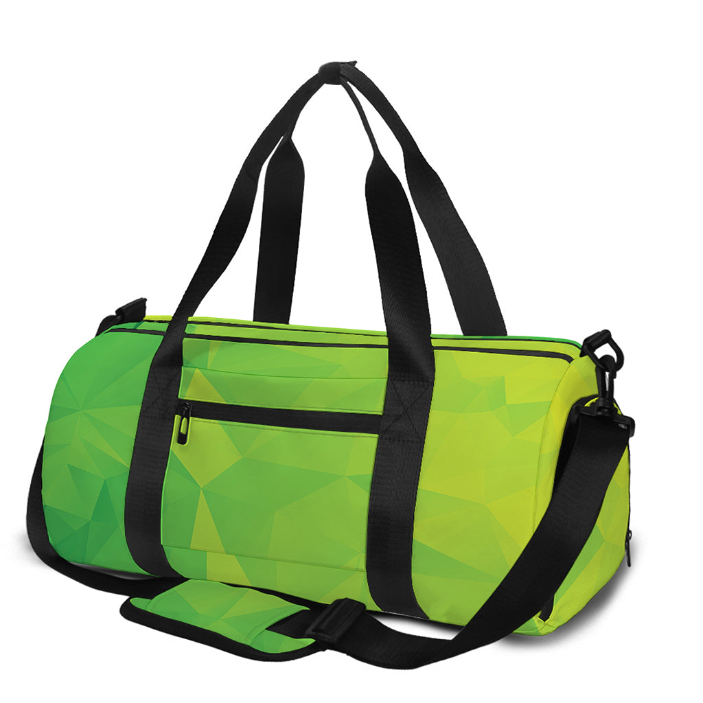 Lime Green Polygonal Geometric Print Gym Bag