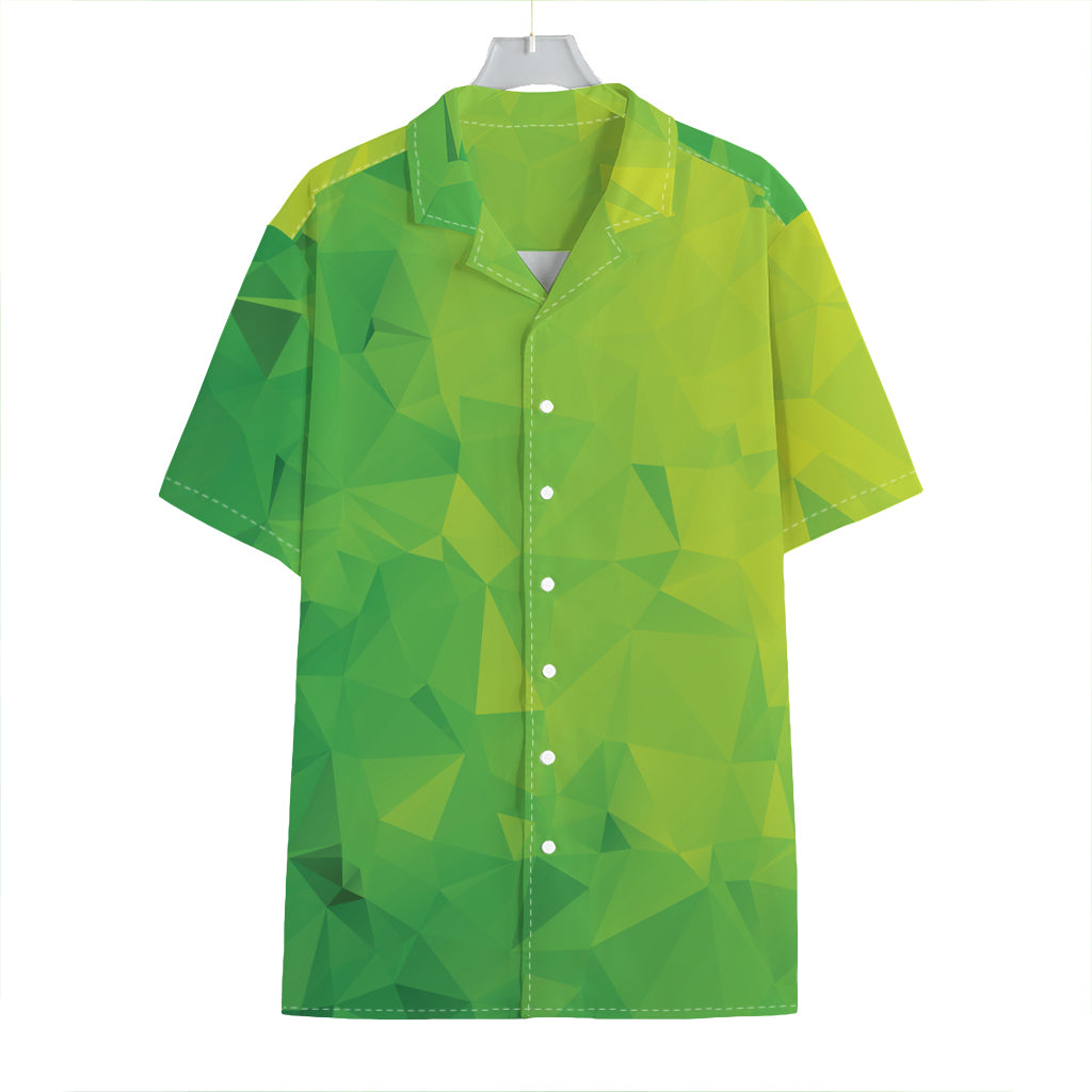 Lime Green Polygonal Geometric Print Hawaiian Shirt