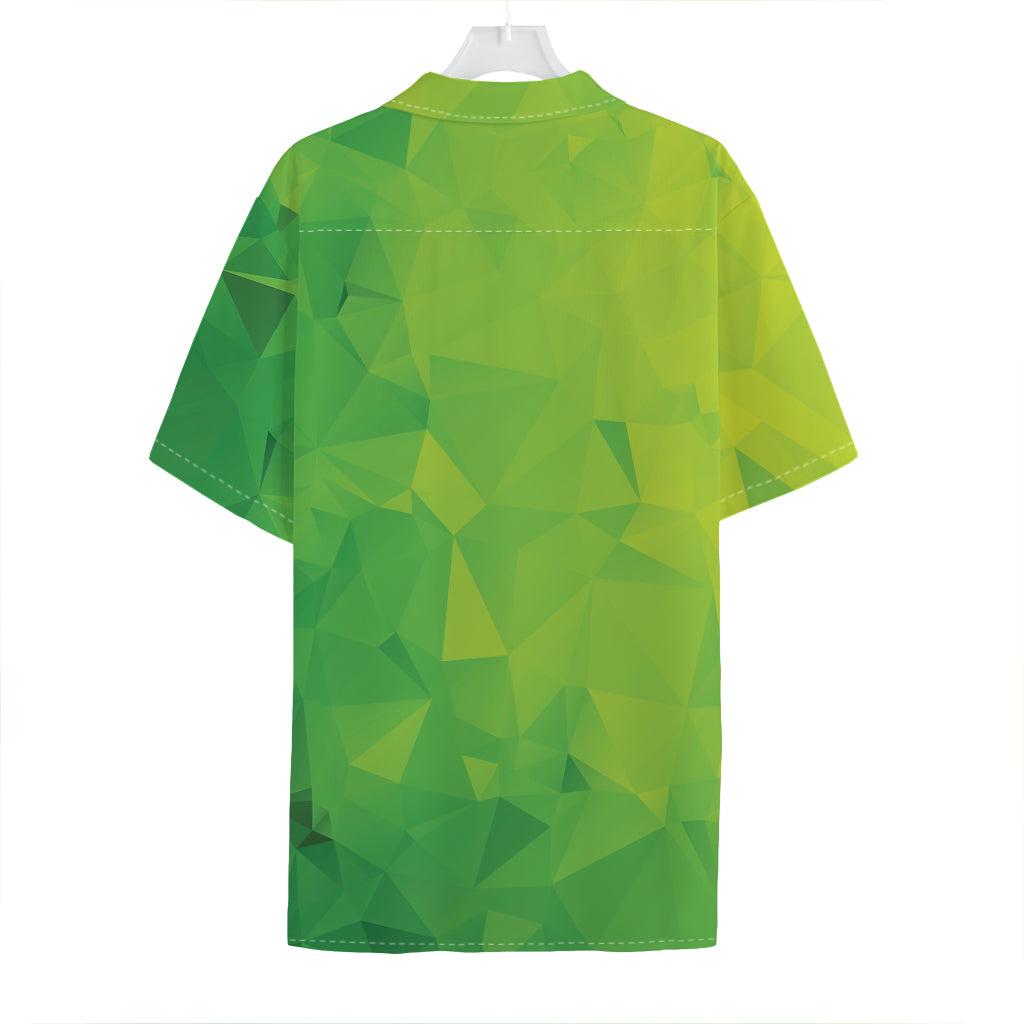 Lime Green Polygonal Geometric Print Hawaiian Shirt