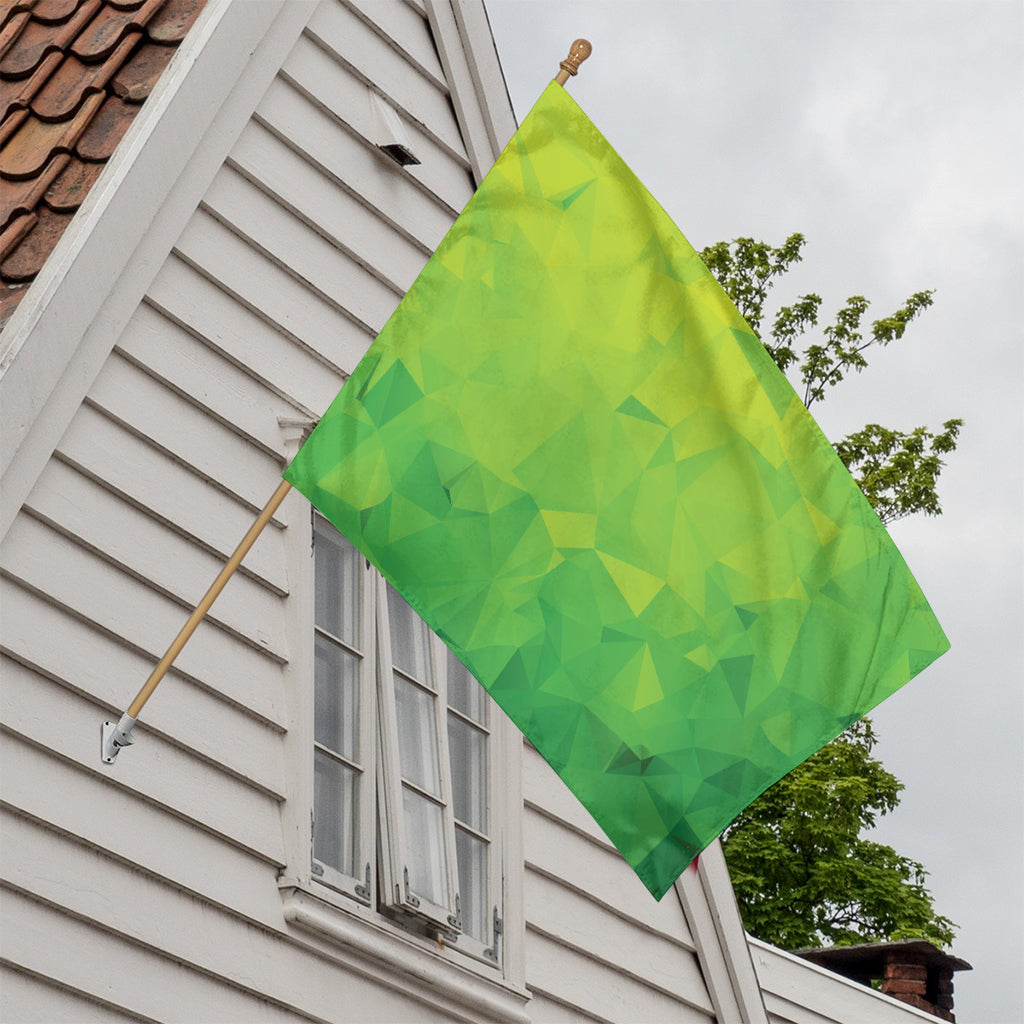 Lime Green Polygonal Geometric Print House Flag