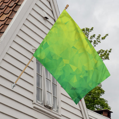 Lime Green Polygonal Geometric Print House Flag