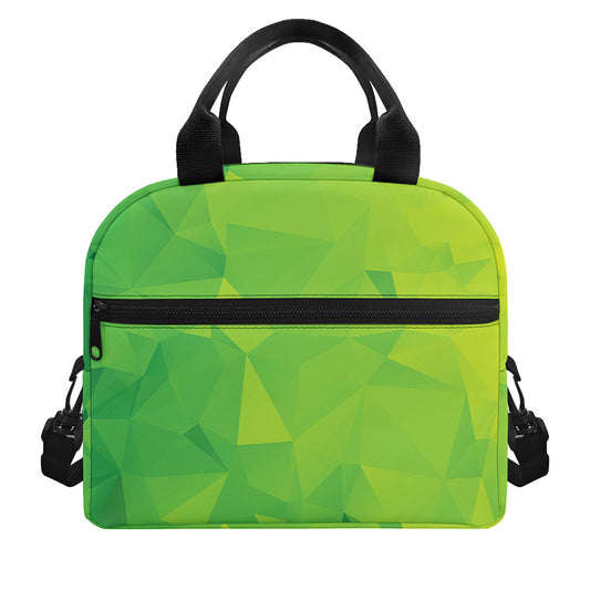 Lime Green Polygonal Geometric Print Insulated Lunch Bag