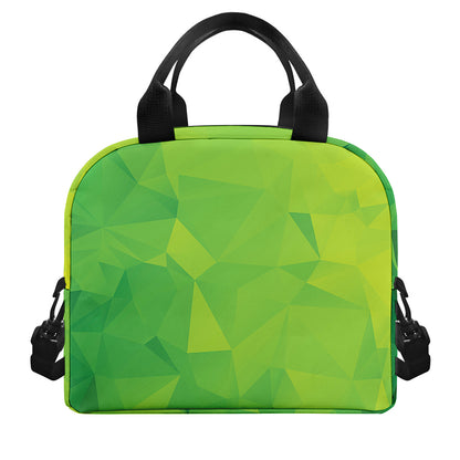 Lime Green Polygonal Geometric Print Insulated Lunch Bag