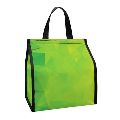 Lime Green Polygonal Geometric Print Insulated Lunch Tote