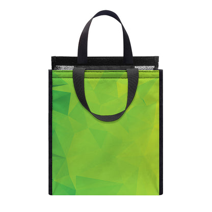 Lime Green Polygonal Geometric Print Insulated Lunch Tote