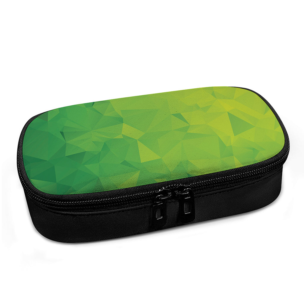 Lime Green Polygonal Geometric Print Insulin Cooler Travel Case