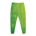 Lime Green Polygonal Geometric Print Jogger Pants
