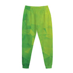 Lime Green Polygonal Geometric Print Jogger Pants
