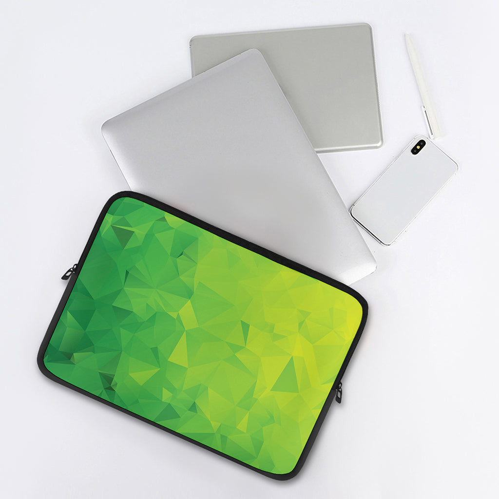 Lime Green Polygonal Geometric Print Laptop Sleeve