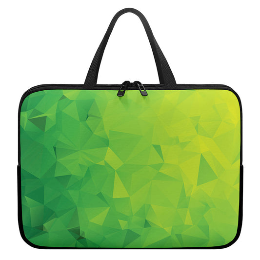 Lime Green Polygonal Geometric Print Laptop Sleeve With Handle