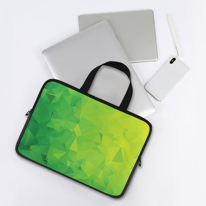 Lime Green Polygonal Geometric Print Laptop Sleeve With Handle