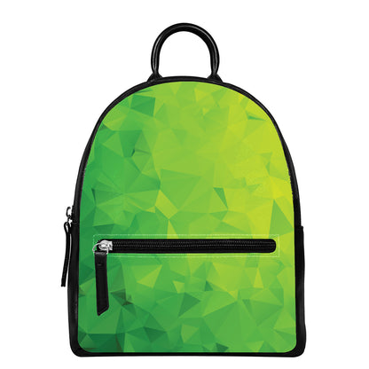 Lime Green Polygonal Geometric Print Leather Backpack