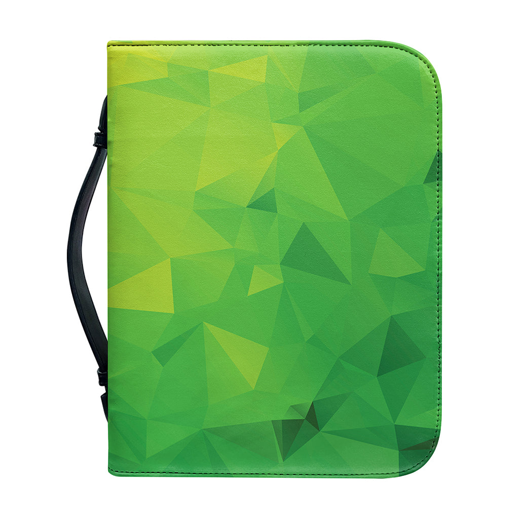 Lime Green Polygonal Geometric Print Leather Bible Cover