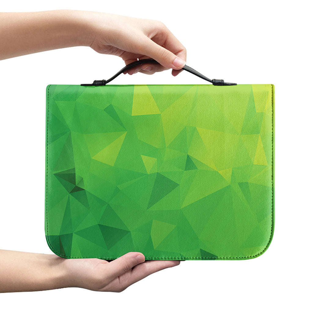 Lime Green Polygonal Geometric Print Leather Bible Cover