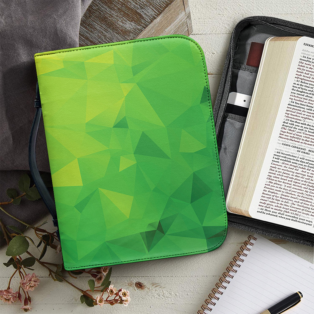 Lime Green Polygonal Geometric Print Leather Bible Cover