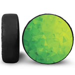 Lime Green Polygonal Geometric Print Leather Spare Tire Cover