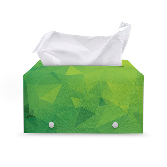 Lime Green Polygonal Geometric Print Leather Tissue Box Cover