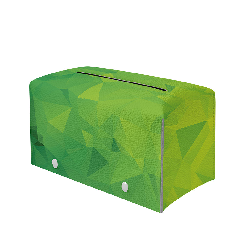Lime Green Polygonal Geometric Print Leather Tissue Box Cover