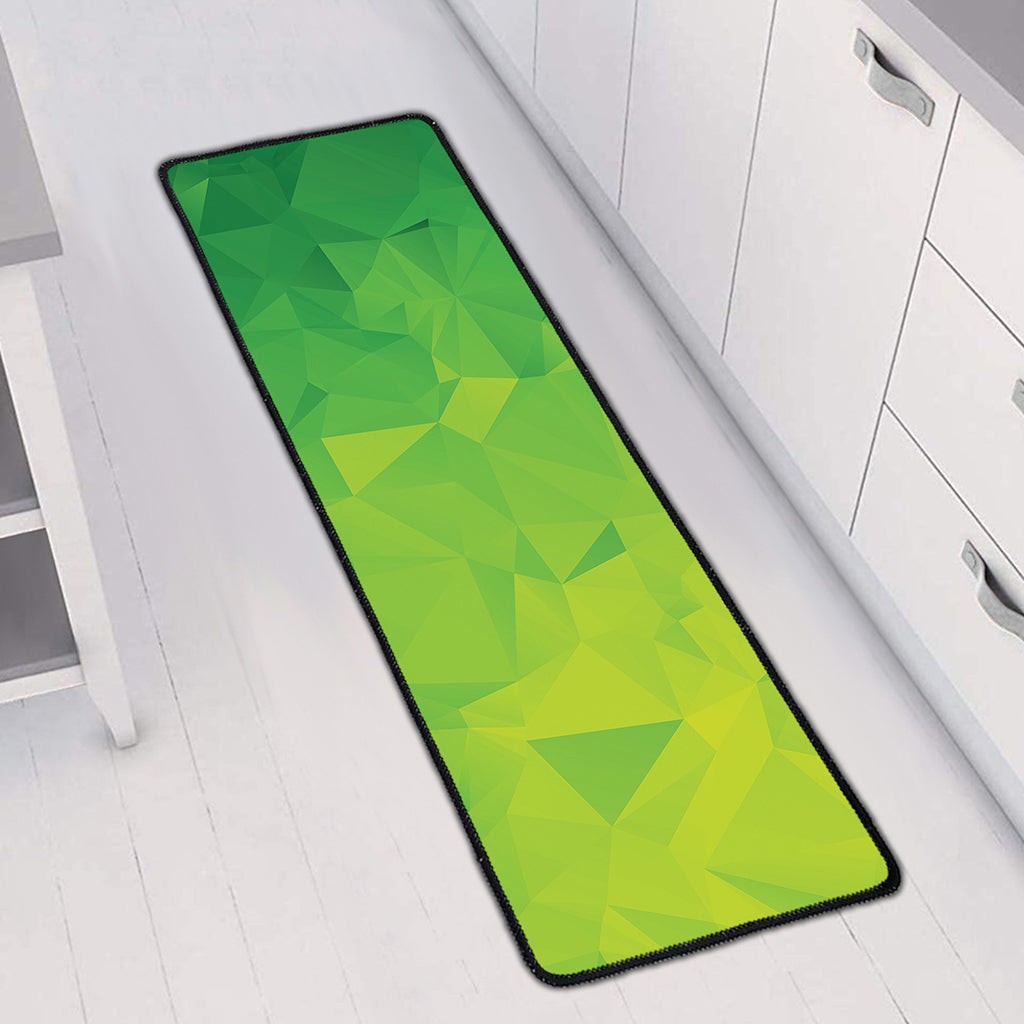Lime Green Polygonal Geometric Print Long Kitchen Mat