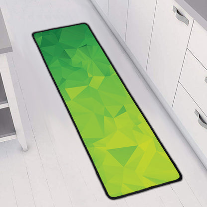Lime Green Polygonal Geometric Print Long Kitchen Mat