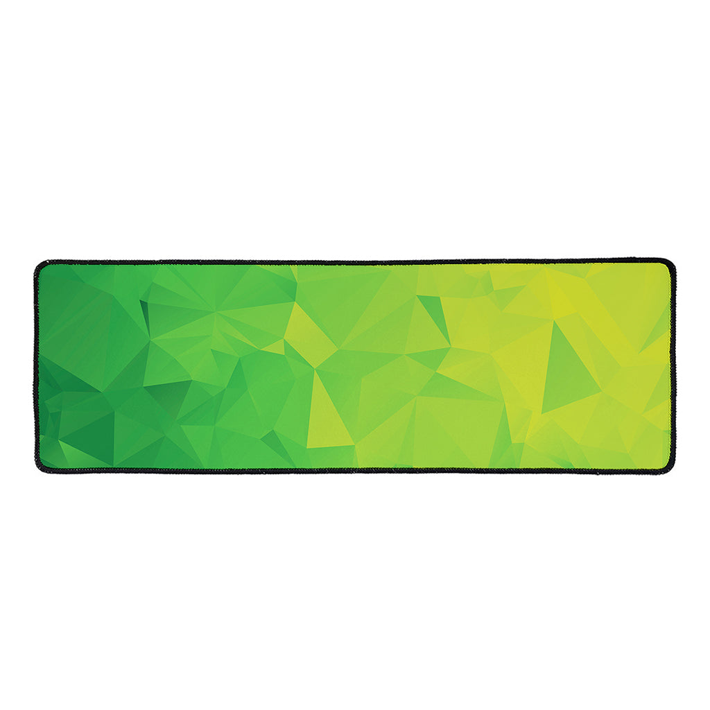 Lime Green Polygonal Geometric Print Long Kitchen Mat