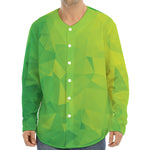 Lime Green Polygonal Geometric Print Long Sleeve Baseball Jersey