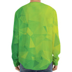 Lime Green Polygonal Geometric Print Long Sleeve Baseball Jersey