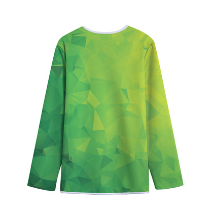 Lime Green Polygonal Geometric Print Long Sleeve Short Coat
