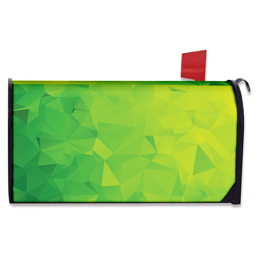 Lime Green Polygonal Geometric Print Mailbox Cover